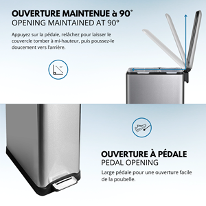 Poubelle de cuisine tri sélectif argent edge