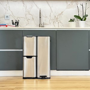 Poubelle de cuisine tri sélectif argent haja