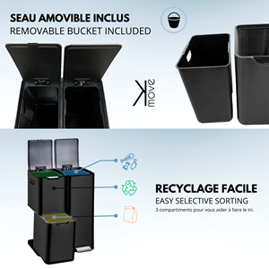 Poubelle de cuisine tri sélectif noir haja
