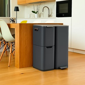 Poubelle de cuisine tri sélectif gris haja