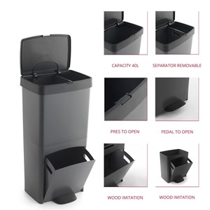 Poubelle de cuisine tri sélectif gris picea