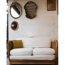 Canapé canné en bois et tissu n°112