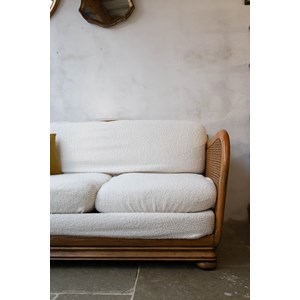 Canapé canné en bois et tissu n°112