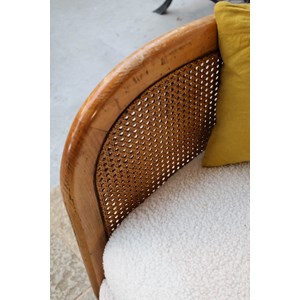 Canapé canné en bois et tissu n°112