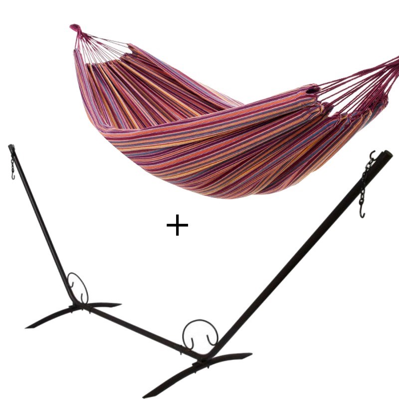 Set support en métal avec hamac double violet