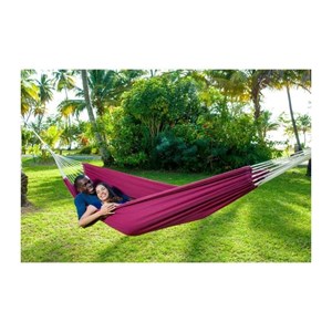 Set support en métal avec hamac double brésilien bordeaux