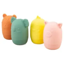 Set De 9 Jouets De Bain En Silicone – Animaux Requin, Pieuvre, Baleine + 5 Bateaux Empilables, Avec Sac De Rangement Ventouse, Dès 1 An