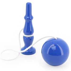 Bilboquet en bois massif bleu