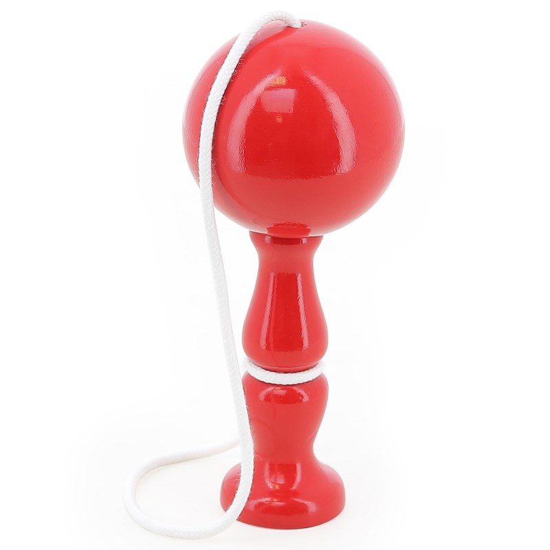 Bilboquet en bois massif rouge