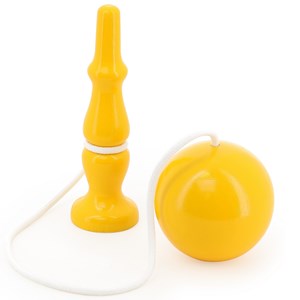 Bilboquet en bois massif jaune