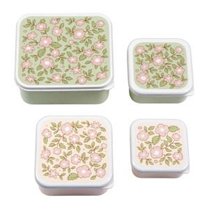 Lot de 4 boîtes à goûter fleurs