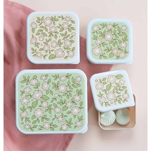 Lot de 4 boîtes à goûter fleurs