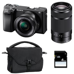 Sony alpha 6400 noir + 16-50 + 55-210 + sac + sd 8 go