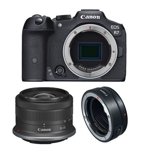 Canon eos r7 + rf-s 18-45mm f4.5-6.3 is stm + bague ef-eos r