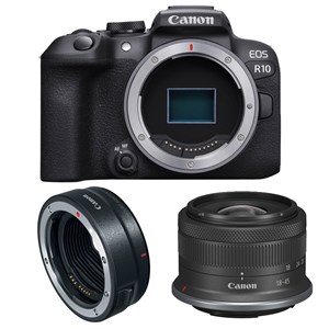 Canon eos r10 + rf-s 18-45mm f4.5-6.3 is stm + bague ef-eos r