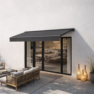 Adro store banne manuel 2,95 x 2,5 m en aluminium avec toile gris