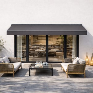 Adro store banne manuel 2,95 x 2,5 m en aluminium avec toile gris