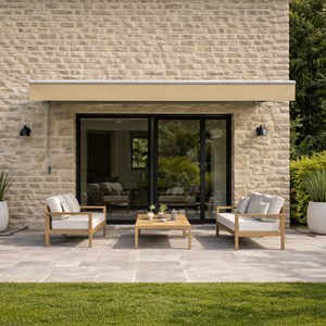 Adro store banne manuel 2,95 x 2,5 m en aluminium avec toile taupe