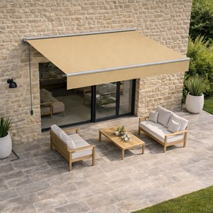 Adro store banne manuel 2,95 x 2,5 m en aluminium avec toile taupe