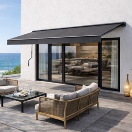 Adro store banne manuel 3,95 x 2,5 m en aluminium avec toile gris