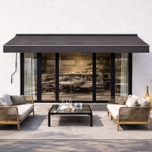 Adro store banne manuel 3,95 x 2,5 m en aluminium avec toile gris