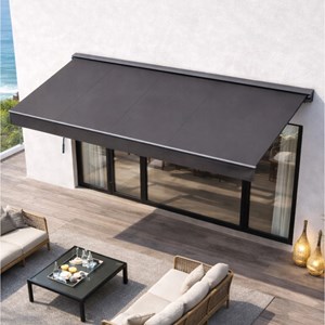 Adro store banne manuel 3,95 x 2,5 m en aluminium avec toile gris