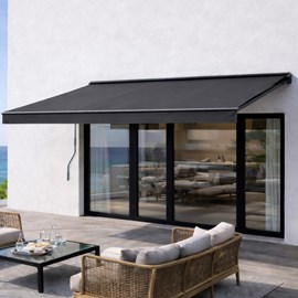 Adro store banne manuel 3,95 x 3 m en aluminium avec toile gris