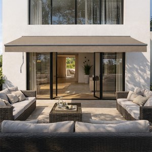 Adro store banne manuel 3,95 x 3 m en aluminium avec toile taupe