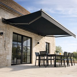 Lozio store banne motorisé 3,95 x 3 m en aluminium avec toile gris