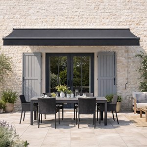 Lozio store banne motorisé 2,95 x 2,5 m en aluminium avec toile gris