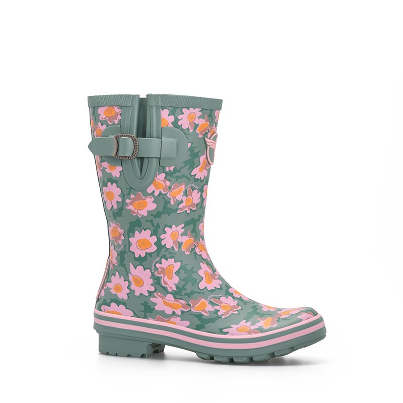 Rouchette - Daisies wellies short green