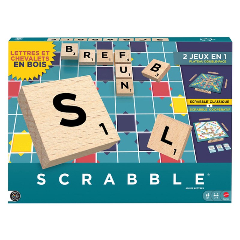 Mattel - Scrabble 2 en 1 - plateau reversible