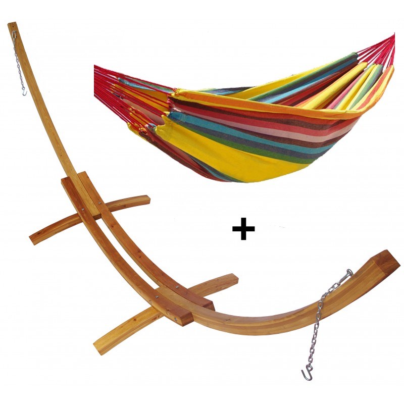 Set support bois avec hamac double relaxant