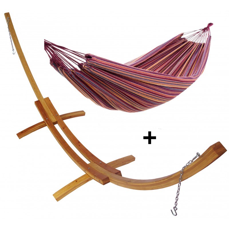 Hamac Détente - Set support bois avec hamac doublei violet