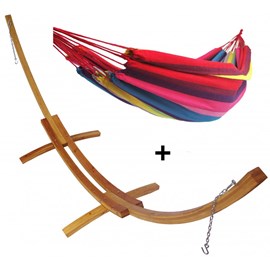 Set support bois avec hamac double rouge
