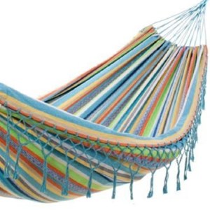 Hamac double franges pastel