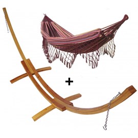 Set support bois avec hamac double franges violet