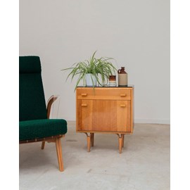 Table de chevet en bois et verre n°669