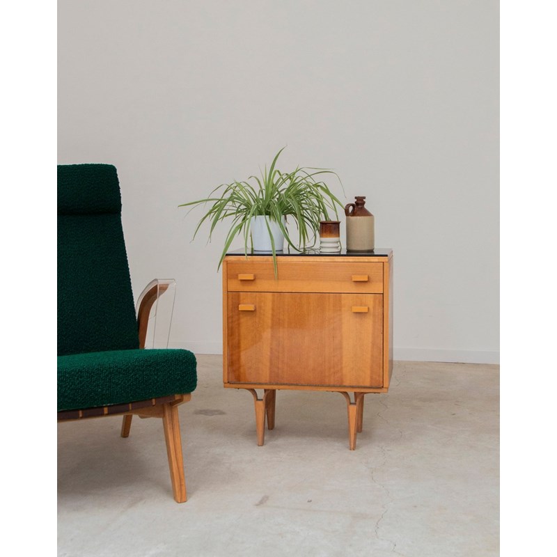 Table de chevet en bois et verre n°669