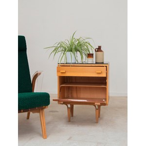 Table de chevet en bois et verre n°669