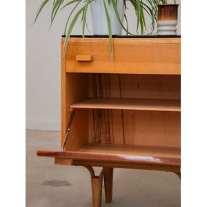 Table de chevet en bois et verre n°669