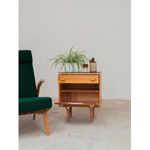 Table de chevet en bois et verre n°669