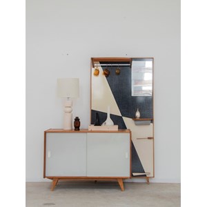 Grand porte-manteau gris en bois n°180