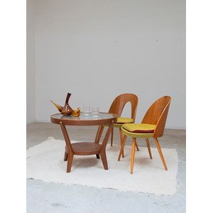 Table basse ronde en bois et verre n°718