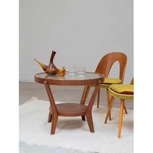 Table basse ronde en bois et verre n°718