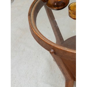 Table basse ronde en bois et verre n°718