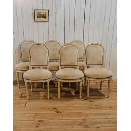 Lot de 6 chaises en bois et velours n°1199