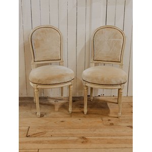 Lot de 6 chaises en bois et velours n°1199