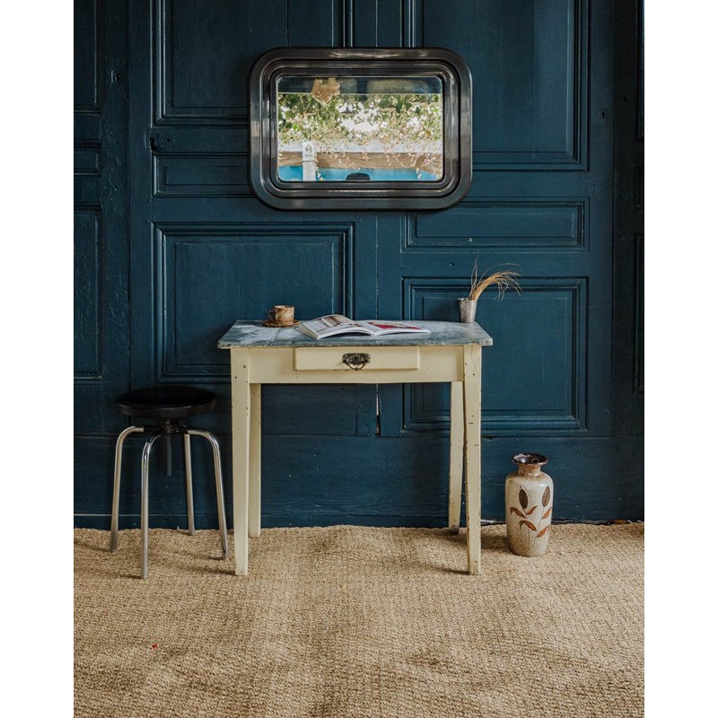 Table d'appoint en bois et zinc n°636