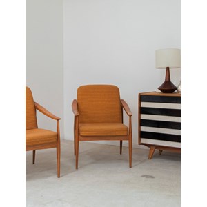 Paire de fauteuils en bois et tissu n°776